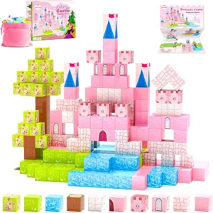 Hiwawind Updated Princess Magnetic Blocks for Girls, Princess Castle Magnetic Building Toys, STEM Montessori Sensory Toys for Toddlers 3-4 5-6 7-8, Creative Birthday Gifts for 3+ Year Old Girl