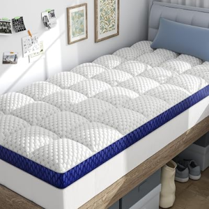 Dorm Room Essentials Twin XL Mattress Topper for Students Back to School | Viscose Derived from Bamboo, Soft Topper for Pressure Relief with Elastic Deep Pockets, Shredded Memory Foam Filling