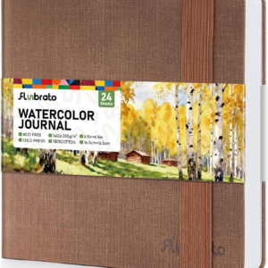 Watercolor Journal 6.5″x6.5″- 100% Cotton, 24 Sheets,Cold Press 140LB/300GSM,Watercolor Sketchbook As Travel Notebook for Watercolor, Gouache, Acrylic, Ink & Mixed Media