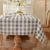 Checkered Tablecloth Rectangle Washable Buffalo Plaid Table Cloth Cotton Linen Gingham Table Cover for Picnic Kitchen Dining Room, Brown and White, 55 * 70