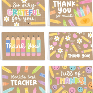 Hadley Designs 24 Teacher Thank You Cards with Envelopes – 6 x 4 Teacher Appreciation Cards Bulk, End of School Year, Graduation 2026, Teachers Appreciation Week, Thank You Teachers Card from Student