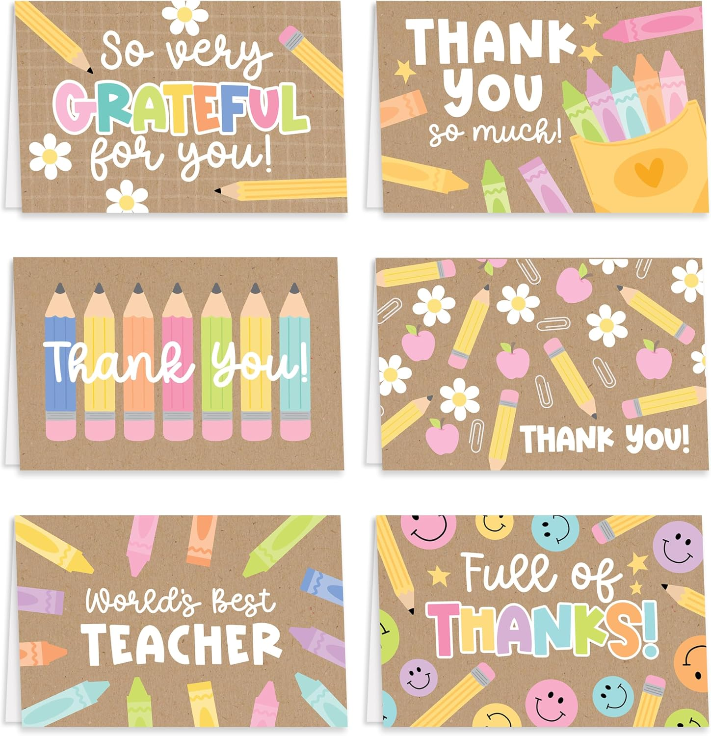 Hadley Designs 24 Teacher Thank You Cards with Envelopes - 6 x 4 Teacher Appreciation Cards Bulk, End of School Year, Graduation 2026, Teachers Appreciation Week, Thank You Teachers Card from Student