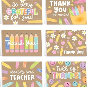 Hadley Designs 24 Teacher Thank You Cards with Envelopes – 6 x 4 Teacher Appreciation Cards Bulk, End of School Year, Graduation 2026, Teachers Appreciation Week, Thank You Teachers Card from Student