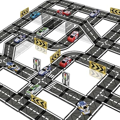 SKTMYY Magnetic Tiles Road Set with Pullback Car