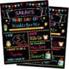 First & Last Day of School Board, Double Sided Reusable Photo Sharing Prop | 14 x 11 IN First Day of School Chalkboard, Reusable School Signs, Blank Writing Board for Learning Memories