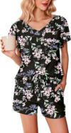 Ekouaer Women’s Pajamas Set Ruffle Sleeves Sleepwear V Neck Comfy 2 Piece Pjs Loungewear Set with Pockets S-XXL