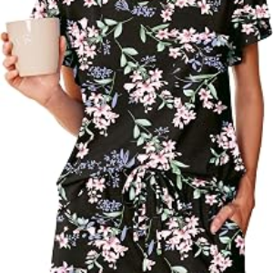 Ekouaer Women’s Pajamas Set Ruffle Sleeves Sleepwear V Neck Comfy 2 Piece Pjs Loungewear Set with Pockets S-XXL