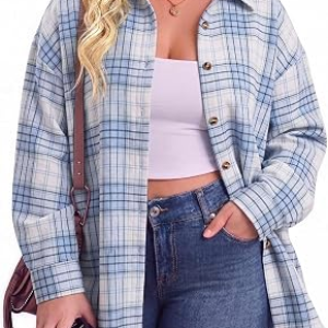 IN’VOLAND Women Plus Size Plaid Shirt