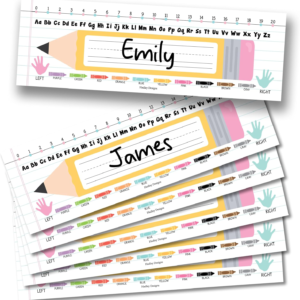 Hadley Designs Desk Name Tags for Classroom –36 Student Name Tags for Desks, 14.5×4.5 Name Plates for Classroom Decor, Teacher Supplies Pastel Nametags, 1st-3rd Grade Kindergarten Preschool Must Haves