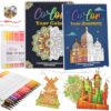 8.3×11.7in Adult Mandala Coloring Book Set for Relaxation, 2 Pack Spiral Bound Coloring Books for Women with 36 Colors Markers, Mindfulness Stress Relief 40 Patterns for Adults, Teens, Ideal Gift