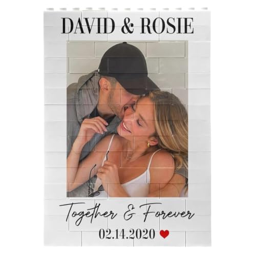 8FINEOLD Love You to Pieces Custom Photo Anniversary Wedding Gifts for Him, Her - Personalized Building Blocks, Custom Couple Names Forever & Always Building Block, Custom Couple Photo Bricks Puzzle