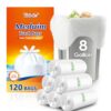 8 Gallon Medium Tie-Top Trash Bags 120 Count, fit 30 Liter Tall Kitchen Waste Basket, Unscented Garbage Bags Can Liners for Home Office Kitchen Bathroom Bedroom, White