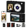 8K Digital Camera, Dual Screens, WiFi, 16X Zoom, Autofocus, Anti-Shake. Compact Point & Shoot for Travel, Selfies & Vlogging. for Kids, Teens & Beginners. Includes 32GB Card & 2 Batteries.