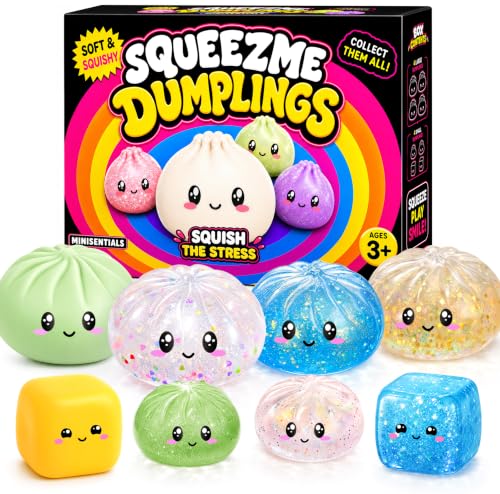 8 Pack Glitter Squishy Dumpling Toy - Dumpling Squishy Mystery Box - Crazy Fun Fidget Stress Relief Sensory Toys - Prefect for Party Favors,Birthday Gifts,Desk Toy for Kids,Girls,Boys