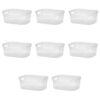 8 Pack Medium Clear Open Front Plastic Storage Containers Reinforced Band Rim Textured Bottom Pantry Bathroom Craft Bin