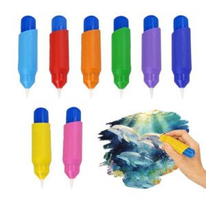 8 Pack Multicolor Aqua Brushes for MessFree Painting, Dementia & Memory Care, Art Therapy for Seniors Reusable Water Paint Brushes for Alzheimer’s, Elderly Activities, Nursing Home & Senior Crafts
