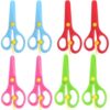 8 Pack Preschool Training Scissors Kids Plastic Playdough Scissors Childrens Toddler Safety Handmade Art Craft Left Handed Training Spring