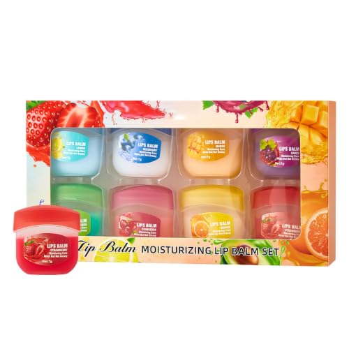 8 Packs Fruit Flavor Mini Lip Balm Set,8 Kinds Of Fruit Flavored Lip Masks,Suitable For Dry Skin,Smooth Lip Lines, Moisturize Lipstick, And Long-Lasting Moisturizing,Mini Lipstick Combination