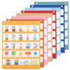 8PCS Groovy Retro Classroom Magnetic Learning Chart Squares Teacher Mini Learning Chart Management Back to School Resource for Homeschool Learning Preschool Office Schedule Activities Supply 16 x 14In