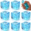 8 Pcs Ice Cube Squishy Toys with Snowflakes Inside, TPR Sensory Squeeze Stress Balls for Adults, Slow Rising Fidget Toy for Anxiety Relief, Birthday Gift & Desk Accessories