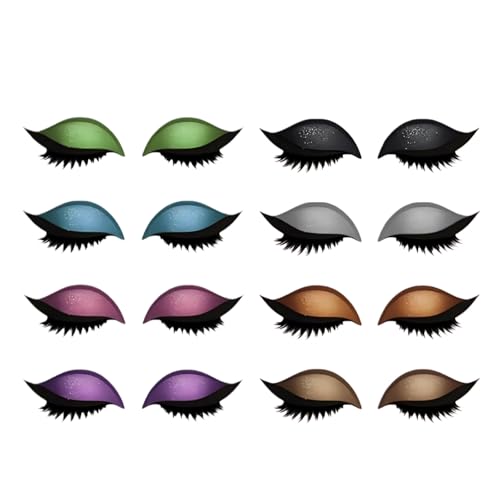 8 Pcs Lazy Eyeshadow Eyelash Patches, Reusable Makeup Stickers, Waterproof Colorful Eye Shadow and Lash Sticker, 1.4 x 0.5 in / 3.5 x 1.3 cm, Lightweight Plastic, Quick Daily Makeup