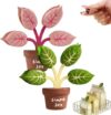 8PCS Magnetic Tree Leaf Magnetic Chips Tight Sealing Snack Bag Pink Green