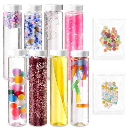 8PCS Sensory Bottle Kit for Toddlers, DIY Calming Bottles with Decorative Fillers, Calm Down Corner Supplies,Preschool & Kindergarten Classroom Must Haves