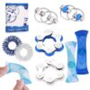 8 Pcs Sensory Fidget Toys Pack Flippy Roller Bike Chain Fidget Spinner Anxiety and Stress Relief Silent Tools Mesh Marble Acupressure Ring for Adults Teens Kids Boys Girls Easter Gifts