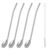 8Pcs Stainless Steel Straws Spoons, Reusable Metall Straws Spoon with 2 Cleaning Brushes,2 in 1 Snow Cone Straws Drinking Reusable Stainless Steel Ice Tea Long Spoons Straws for Cocktail Milkshake (4)