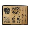 8Pcs Vintage Wood Rubber Stamp Machanical Style Gear Screw Clock Mounted Wooden Rubber Stamp for Art and Craft DIY Journals Scrapbooking