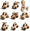 8PCS Wooden Baby Toys,Montessori Push Pull Wooden Cars,FSC Natural Wood Gift for 1-3 Toddlers Boys Girls