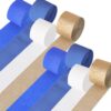 8 Rolls Royal Blue Gold Streamers for Wedding Graduation Party Decor