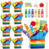 8 Set 128 Pcs Back to School Crayon Table Toppers, Crayon Box Table Decoration Set with Cutouts and Tissue Paper, Multicolor Crayons Classroom Centerpiece Decorations for DIY Birthday Party Supplies