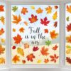 8 Sheets Fall Window Clings Double-Sided Autumn Leaves Window Decals Fall is in the Air Reusable Windows Stickers for Autumn Thanksgiving Harvest Party Home School Classroom Office Shop Glass Decor