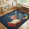 8x10 Classroom Washable Area Rug Featuring Brain Science Symbols Robotics Educational Learning Rug for Playroom, Non-Slip Kids Carpet for Nursery Preschool Daycare