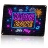 8x12 Inch Kids Zone Let's Play Neon Sign Style Aluminum Metal Sign, Dimmable LED Neon Decorative Wall Art for Game Room Playroom, Bedroom Decor