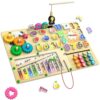 9-in-1 Montessori Busy Board Wooden Magnetic Maze Toy for 3+ Year Old Gift