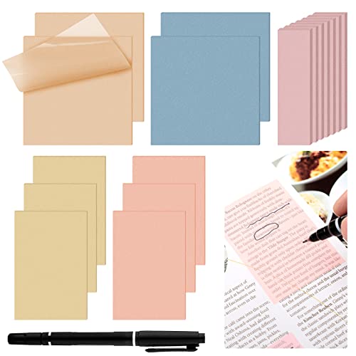 900 Pcs Transparent Sticky Notes Bulk Pastel See Through Sticky Notes Clear Books Annotation Tabs Self Adhesive Waterproof Translucent Back to School Bible Accessories Office Supply(Cute Color)