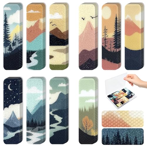 90PCS Sensory Stickers – 2 Textured Surface, Storage Box Included – Sensory Stickers for Office, Desk, Teachers, Adult Stickers for Anxiety Relief, Stress (Landscape)