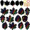 90shine 120 Sets Fall Crafts for Kids Black Scratch Autumn Leaves Arts