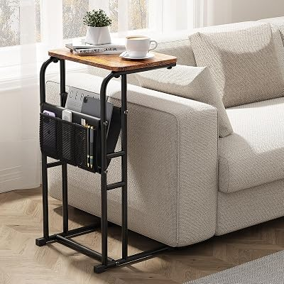 OLLDIDE C-Shaped End Table with Storage Bag