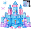 GobiDex 100PCS Magnetic Tiles Princess Castle with 4 Dolls & Stairs, Princess Magnetic Building Blocks for Kids Ages 3-5 4-8, Magnets Sensory Toddler Toys Birthday Gifts for 3+ Year Old Girls Boys