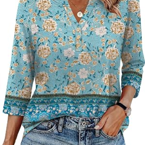 XIEERDUO 3/4 Length Sleeve Womens Tops