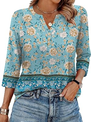 XIEERDUO 3/4 Length Sleeve Womens Tops