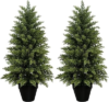 Mavis’s Diary 3ft Artificial Cedar Topiary Tree, Set of 2 Realistic Faux Evergreen Shrub Plant in Planter, Indoor Outdoor Fake Cedar Tree for Front Porch, Entryway, Office & Home Decor