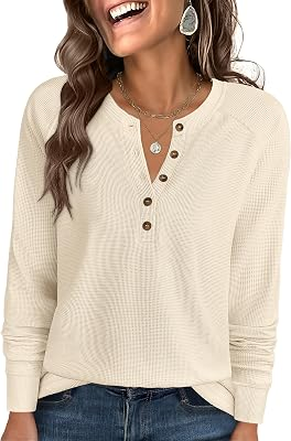 ANRABESS Long Sleeve Waffle Knit Shirts
