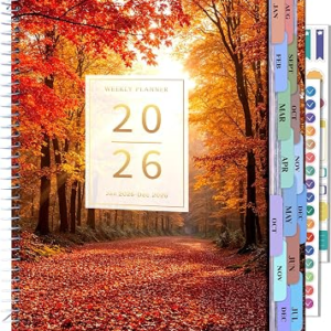 CAGIE 2026 planner Weekly and Monthly Jan 2026-Dec 2026 Hardcover Hourly Daily Planners for Women 26 Calendar Planner with Stickers Spiral Bound Yearly Agenda, 8.5 x 11