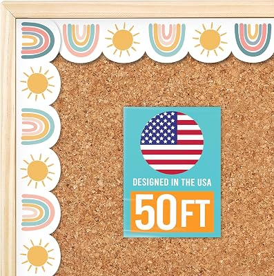 50ft Bulletin Board Borders Trim - Classroom Borders for Bulletin Board Decorations, Daycare Teacher Must Haves, Home & Office DIY Supplies, Boho Back to School & Workplace Events Party Decor