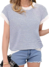 Womens Striped Vest Pullover Cap Sleeve Tank Tops