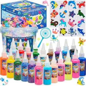 PIDAY Magic Water Elf Toy Kit – Squishies for Kids, 21 Gels & 15 Molds, Magic Gel Water Pets Sensory DIY Craft Kit, Party Favors & Gifts for Kids Ages 3+